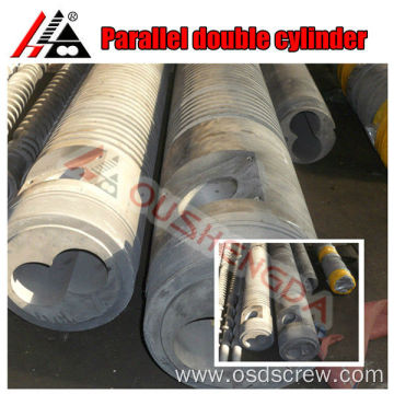 Double barrel for parallel twin screw extrusion machine